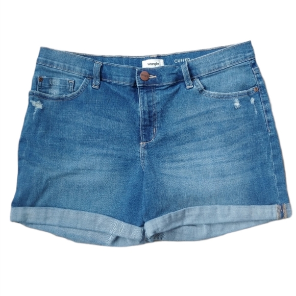 Wrangler Pants - Wrangler High Rise Blue Jean Cuffed Shorts, 14